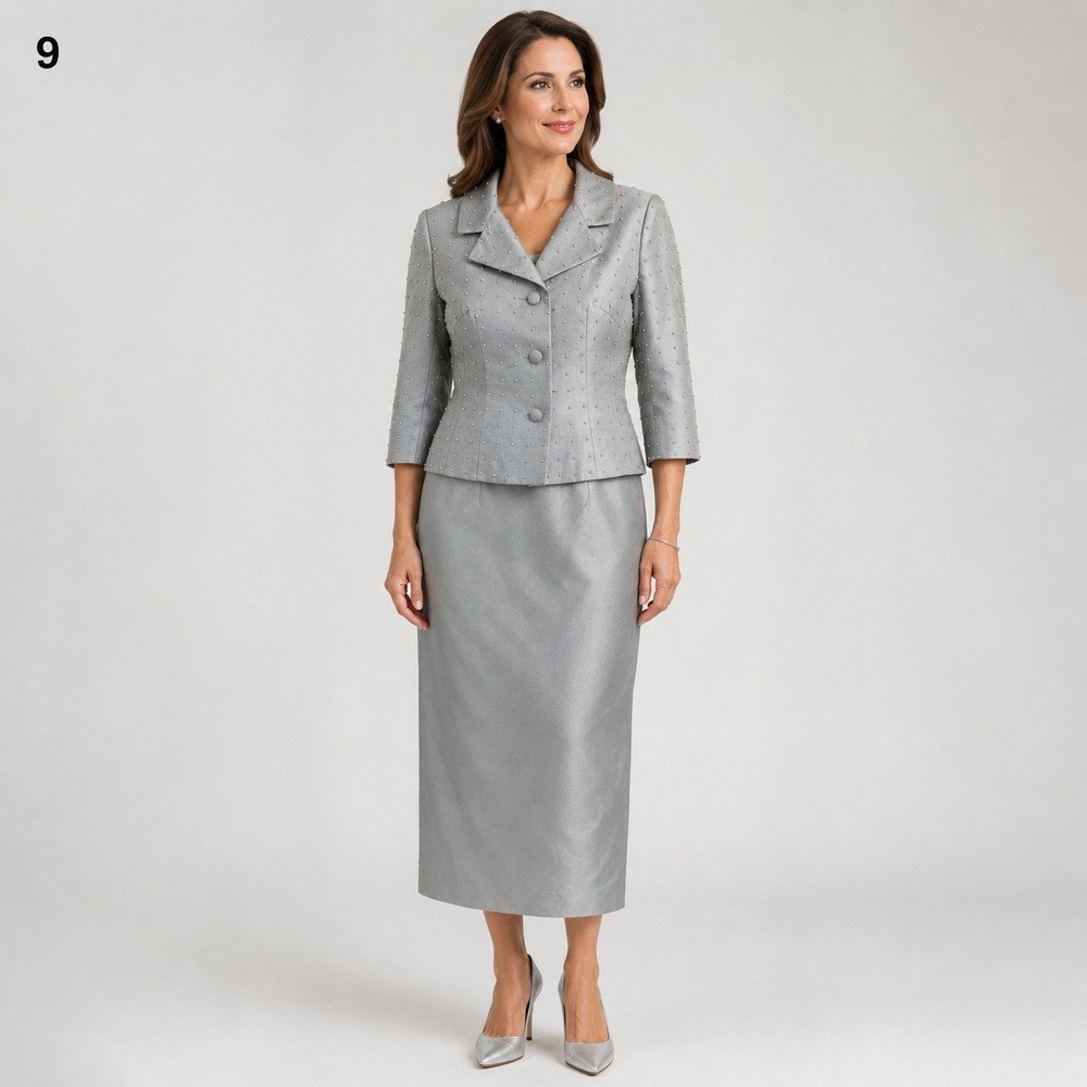 Mon Cheri Montage Dress Jacket Set Womens 4 Mint Green Silk Mother‎ of Bride